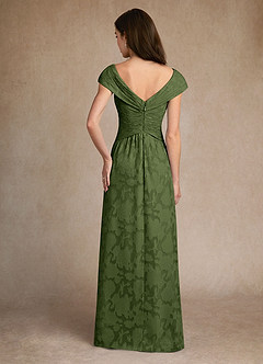 Azazie Myrtle 신부의 어머니 드레스 A라인 주름진 플로럴 번아웃 플로어 길이 드레스 image3