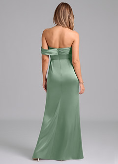 Azazie Lisbeth Bridesmaid Dresses Agave Mermaid Off the Shoulder Stretch Satin Convertible Dress image7
