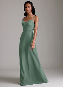 Azazie Kali Brudtärnklänningar Klä av A-Linje i Chiffong Plisserad Eukalyptus image6