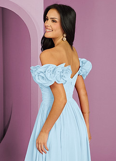 Barbie ♥ Azazie Bridesmaid Dresses Sky Blue A-Line Off the Shoulder Chiffon Convertible Dress image8