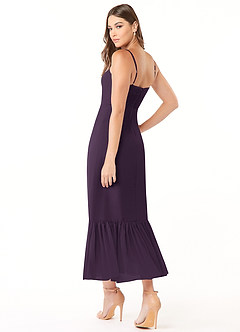 Azazie Justina Brautjungfernkleider A-Linie Herzausschnitt Chiffon Kleid Pflaume image4