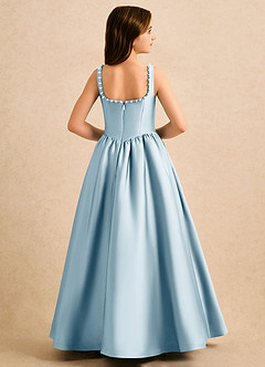 Azazie Enid Girls Formal Flower Girl Dresses Sky Blue A-Line Beaded Stretch Satin Dress image2