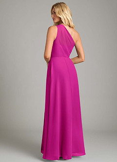 Azazie Phaedra Bridesmaid Dresses Fuchsia A-Line One Shoulder Chiffon Dress image2