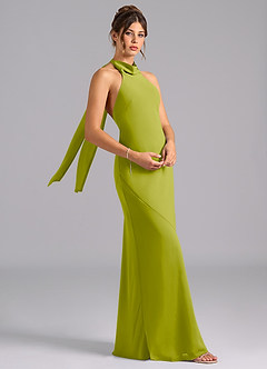 Azazie Velli Bridesmaid Dresses Lemongrass Mermaid High Neck Chiffon Dress image3