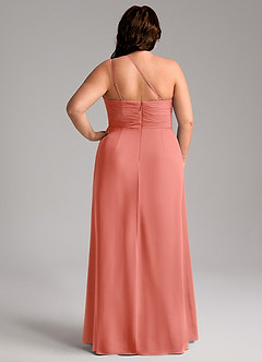 Azazie Eren Jurken voor bruidsmeisjes Jurk van Chiffon met Kolom One-shoulder Zalm Roze image8