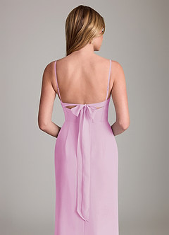 Azazie Mai Bridesmaid Dresses Candy Pink Sheath Pleated Chiffon Dress image6