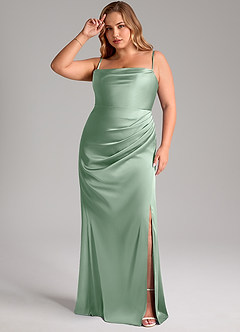 Azazie Leonis Probar vestidos en casa Vestido de Agave de Satén Elástico de Corte Sirena Convertible con Plisado image11