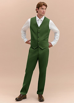 front James Olive Structured Stretch Suit Vest