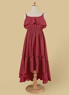 Azazie Karmen Flower Girl Dresses Pomegranate A-Line Ruched Chiffon Dress image6