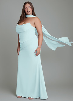 Azazie Sorrel Bridesmaid Dresses Sea Glass Mermaid Corset Chiffon Dress image14