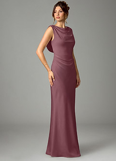 Azazie Kieryn Bridesmaid Dresses Amethyst Mermaid Pleated Stretch Satin Dress image3