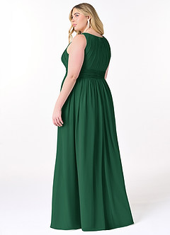 Azazie Harper Bridesmaid Dresses Dark Green A-Line Pleated Chiffon Dress image7