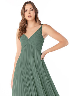 Azazie Raychelle Brautjungfernkleider A-Linie V-Hals Chiffon Kleid Eukalyptus image5