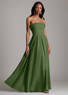 Azazie Lucienne Bridesmaid Dresses Olive A-Line Strapless Chiffon Convertible Dress image6
