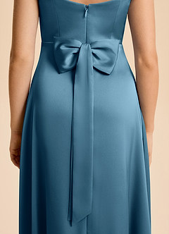 Azazie Kiki Junior Bermuda A-Line Bow Stretch Satin Dress image7