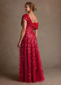 Azazie Sidney Mother of the Bride Dresses Burgundy A-Line Off the Shoulder Lace Dress image3