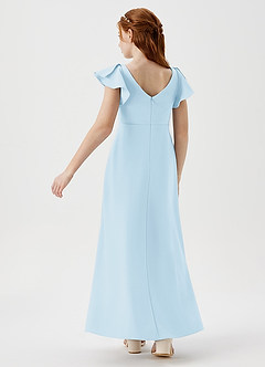 Azazie Omari Junior Sky Blue A-Line Pleated Stretch Crepe Dress image5