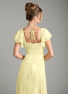 Azazie Bondi Bridesmaid Dresses Lemon Sorbet A-Line Ruched Floral Jacquard Burnout Dress image6