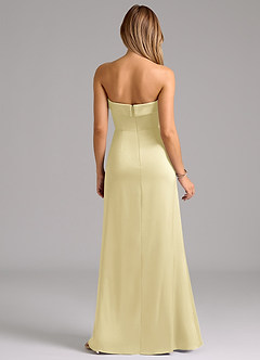 Azazie Aretha At-home Try On Dresses Espresso A-Line Strapless Stretch Satin Convertible Dress image7