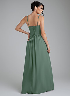 Azazie Alisha Bridesmaid Dresses Eucalyptus A-Line Corset Chiffon Dress image9