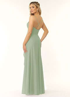 Azazie Naeem Bridesmaid Dresses Dusty Sage A-Line V-Neck Ruffle Chiffon Dress image4