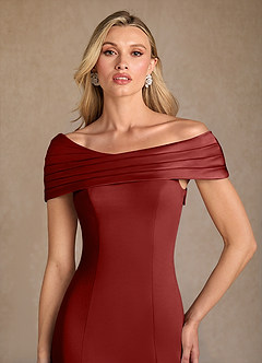 Azazie Pierce Mother of the Bride Dresses Terracotta Mermaid Pleated Stretch Crepe Dress image4