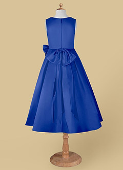 Azazie Ronda Final Sale Royal Blue A-Line Pleated Matte Satin Dress image4