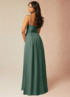 Azazie Kyedae Bridesmaid Dresses Sea Moss A-Line V-Neck Pleated Chiffon Dress image4