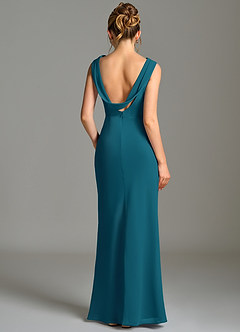 Azazie Kieryn Bridesmaid Dresses Ink Blue Mermaid Pleated Chiffon Dress image2