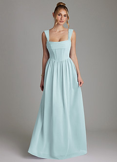 Azazie Caterina Bridesmaid Dresses Mist A-Line Corset Chiffon Dress image4