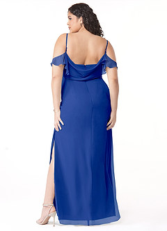 Azazie Emeralda Vestidos de damas de honor Vestido de Azul Real de Gasa de Recto con Vestidos sin tirantes image8