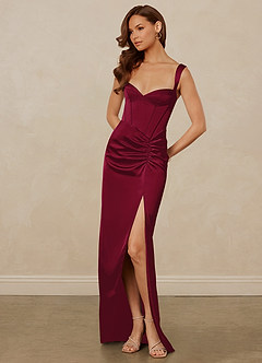 Christian Siriano Bridal for Azazie 1017 Bridesmaid Dresses Drop Waist Stretch Satin Sheath Dress image3