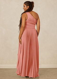 Christian Siriano Bridal for Azazie 1008 Bridesmaid Dresses Coral A-Line One Shoulder Stretch Satin Dress image10