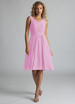 Azazie Grace Bridesmaid Dresses Candy Pink A-Line Pleated Chiffon Dress image1
