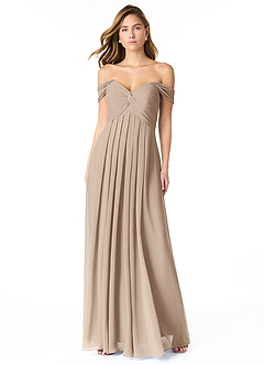 Azazie Kaitlynn Robes de demoiselle d'honneur Robe Empire Convertible en Mousseline de soie Gerafft Taupe image2