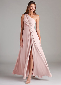Azazie Brooke Abiti da Damigella Abito A-Line in Chiffon Monospalla Rosa Rossore image3