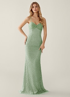 Jasminiah Dusty Sage Pearl-Embellished Lace/Chiffon Prom Dress image6