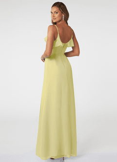 Azazie Natalia Brautjungfernkleider A-Linie Chiffon Kleid Zitronensorbet image4