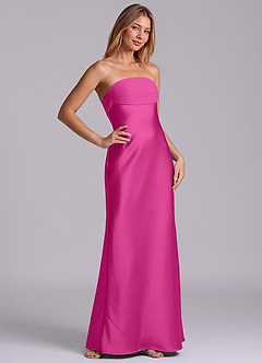 Azazie Ailanie Brudtärnklänningar Klä av Tubklänning i Stretch Satin Axelbandslös Fuchsia image5