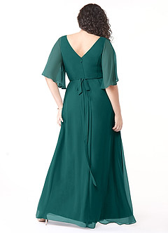 Azazie Cierra Bridesmaid Dresses Peacock A-Line V-Neck Chiffon Dress image10