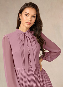 Azazie Adellah Mother of the Bride Dresses Vintage Mauve A-Line Pleated Chiffon Dress image5