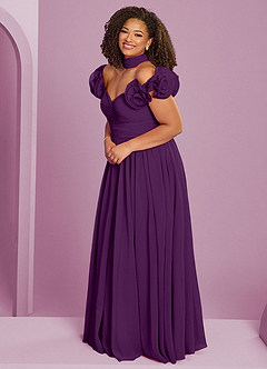 Barbie ♥ Azazie Jurken voor bruidsmeisjes Converteerbaar Jurk van Chiffon met A-Lijn Off the Shoulder Druif image14