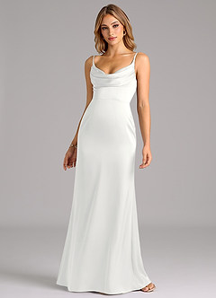 Azazie Aimee Bridesmaid Dresses White A-Line Sweetheart Neckline Stretch Satin Dress image4