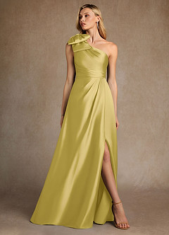 Azazie Easton Kleider für die Brautmutter A-Linie One-Shoulder Stretch-Satin Kleid Kanarienvogel image4
