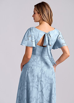 Azazie Kimber 신부 들러리 드레스 A라인 포켓이 있는 플로럴 번아웃 바닥 길이 드레스 image2