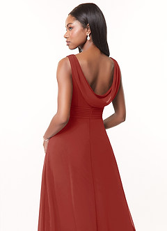 Azazie Karina Brautjungfernkleider A-Linie Plissee Chiffon Kleid Terrakotta image4