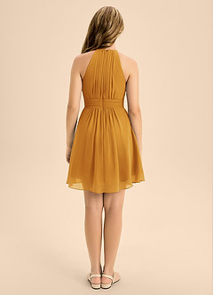 Azazie Bonnie Junior A-Linie Plissee Chiffon Kleid Butterscotch image2