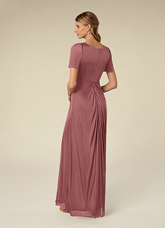 Azazie Bessie Mother of the Bride Dresses Desert Rose A-Line Pleated Mesh Dress image5