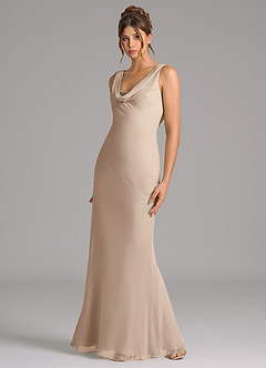 Azazie Rylina Bridesmaid Dresses Taupe Mermaid Pleated Chiffon Dress image5