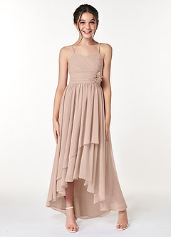 Azazie Catalina Junior English Rose A-Line Ruched Chiffon Dress image4